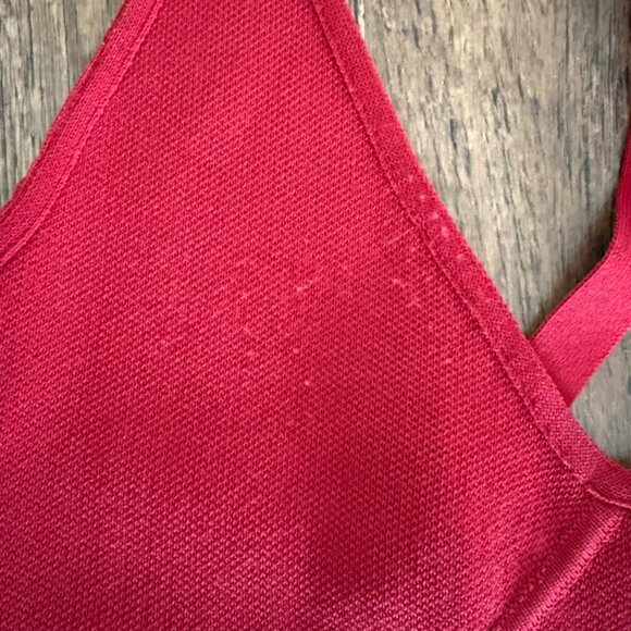 ZARA Knit Red V-Neck Bandage Fitted Thin Strap Tank Top - Size Medium - Y2K - Picture 2 of 6